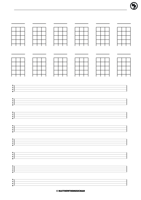 Blank Ukulele Chord Boxes & Tablature